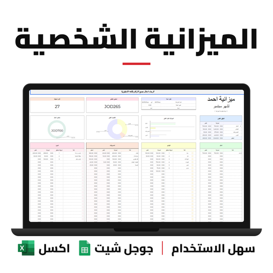 نموذج الميزانية الشخصية | تنظيم الراتب والمصاريف الشهرية | فورم الميزانية الشخصية