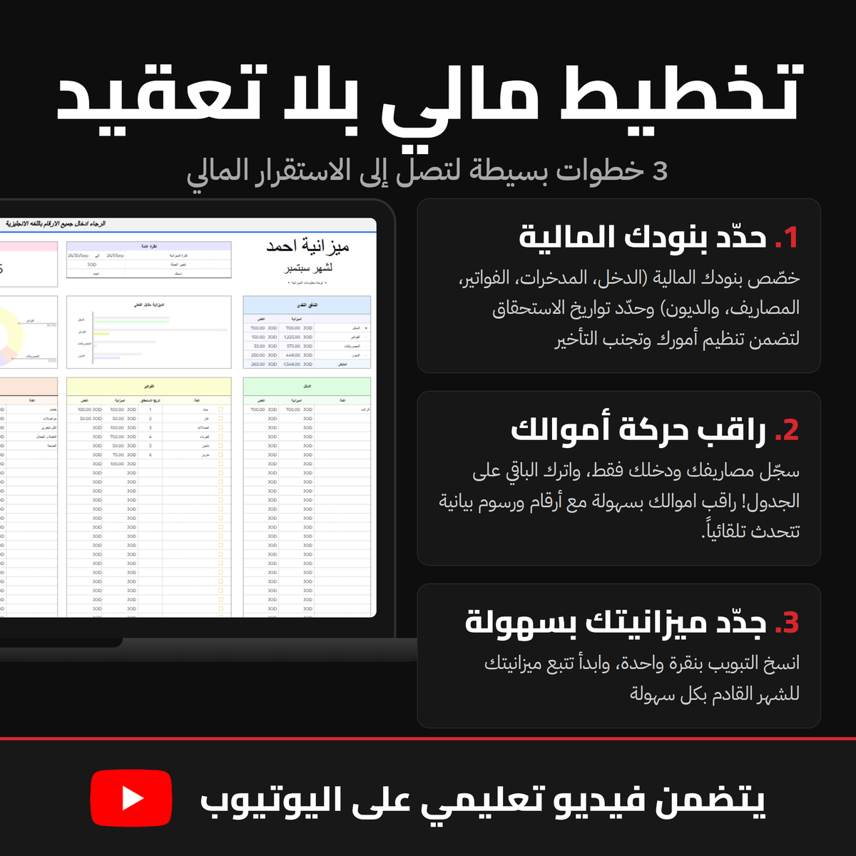 نموذج الميزانية الشخصية | تنظيم الراتب والمصاريف الشهرية | فورم الميزانية الشخصية